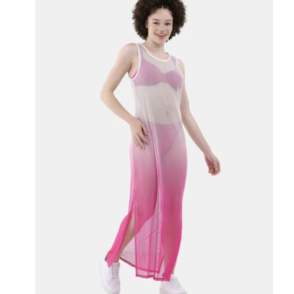 Ombre Pink Mesh Maxi Cover Up - Picture 1 of 12